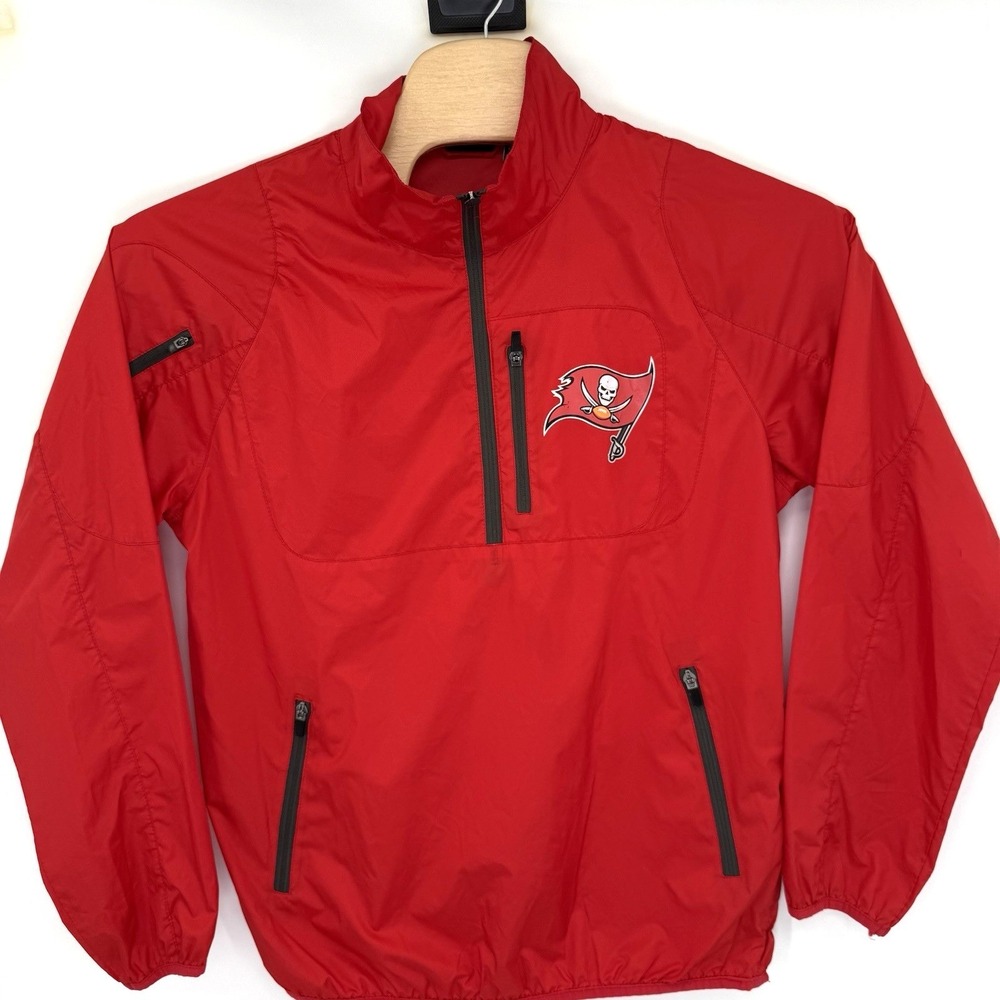 Tampa Bay Buccaneers NFL Windbreaker Mens M Red Quarter Zip‎ Ripstop Jacket